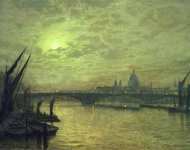 Темза в лунном свете вид на Саутворкский мост