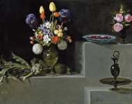 Hamen y Leon Juan van der (Spanish ) Натюрморт с артишоками цветами и стеклянной посудой