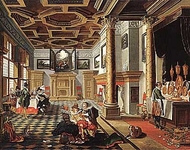 Renaissance interieur met eters