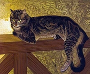 Summer: cat on a balustrade