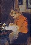 Leopoldine Steindl-Moser, the Artist’s Sister, Sewing