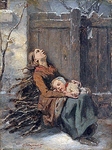 Николя Октав Тассёр - Destitute Dead Mother holding her sleeping Child in Winter
