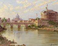 The Tiber and The Castel Saint Angelo and Fisherman on the Venetian Lagoon