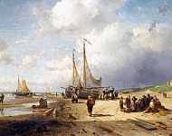 Прибрежная сцена с рыбаками