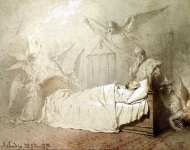 Александр III на смертном одре, окруженный ангелами со скорбящим юношей, символизирующим династию Романовых