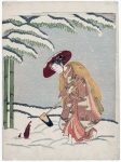 Пародия на Мэнг Цзун Женщина выкапывает в снегу побеги бамбука
