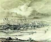 Кронштадтская военная гавань после наводнения. 1850 год