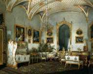 Виды залов Зимнего дворца - Белая гостиная императрицы Александры Федоровны