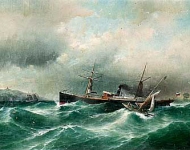 Steamship 'Capella' in stormy sea