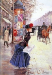 Молодая женщина, пересекающая бульвар