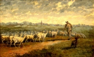 Пейзаж со стадом овец