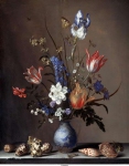 Ast, Balthasar van der - Натюрморт с цветами в вазе и ракушками, ок. 1640, 53 cm x 43 cm, Дерево, масло
