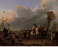 Bakhuizen, Ludolf - Прибытие принца Вильгельма III в Oranjepolder 31 января 1691, 1692, 53,5 cm x 67,5 cm, Холст, масло