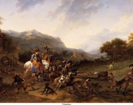 Berchem, Nicolaes Pietersz - Охота на кабана, 1659, 50,3 cm x 77,8 cm, Холст, масло