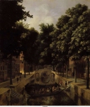 Berckheyde, Job Adriaensz - Вид на голландский канал, возможно Старый канал в Харлеме, 1666, 43,5 cm x 39,3 cm, Холст, масло