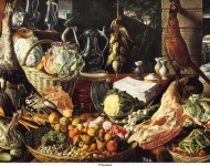 Beuckelaer, Joachim - Кухонная сцена с Христом в Эммаусе, ок. 1560-65, 109,5 cm x 169 cm, Дерево, масло