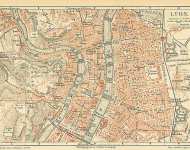 Карта Лиона, Франция, конец 19 в.