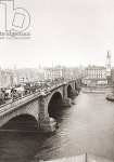 London England. Blackfriars Bridge with St. Pauls cathedral behind circa 1890.