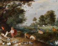Frans Francken the Younger The Garden of Eden with the Creation of Adam and Eve