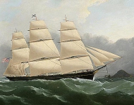 Корабль клипера «Вызов», прибывающий у берегов Англии