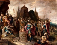 Gaius Mucius Scaevola framfor den etruskiske kungen Porsenna