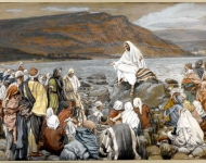 Иисус учит людей на берегу моря