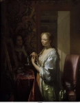 Dijk, Philip van - Дама в своей туалетной комнате, ок. 1725, 29,5 cm x 23,5 cm, Дерево, масло