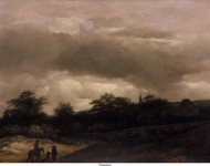 Dubois, Guillaume - Дюнный пейзаж с дорогой и церковью, 1649, 45,7 cm x 63,5 cm, Дерево, масло
