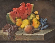 Натюрморт с арбузом, грушами, виноградом