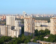 Новый жилой микрорайон в солнечный день, Москва, Россия