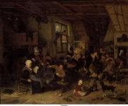Dusart, Cornelis - Деревенская таверна, ок. 1680-90, 40,5 cm x 49,5 cm, Дерево, масло