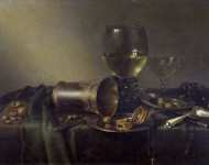 Heda Willem Claesz (Dutch ca) Натюрморт с серебряной вазой и часами