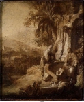 Eeckhout, Gerbrandt van den - Христос и самаритянка у колодца, ок. 1650, 12,7 cm x 11,4 cm, Холст, масло