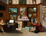 Интерьер картинной галереи с ценителями живописи (The Interior Of A Picture Gallery With Connoisseurs Admiring Paintin)