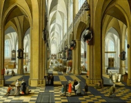 Интерьер церкви с фигурами (A Church Interior with Elegant Figures Strolling) (совм с Питером Нефсом I)