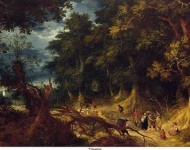 Govaerts, Abraham - Лесной пейзаж с цыганками, 1612, 62,5 cm x 101 cm, Дерево, масло