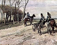 Три кавалериста на дороге