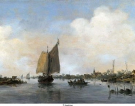Goyen, Jan van - Вид на реку, ок. 1640-50, 37 cm x 64 cm, Дерево, масло