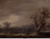 Goyen, Jan van - Рыбаки на берегу озера, 1651, 25 cm x 34 cm, Бумага на холсте, масло