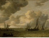 Goyen, Jan van - Устье реки с судами, 1655, 41,2 cm x 55,8 cm, Дерево, масло