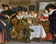 Hals, Dirck - Весёлая компания, 1635, 30 cm x 51,1 cm, Дерево, масло