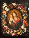 Мастерская Мадонна с младенцем в цветочном картуше (The Virgin and Child in a feigned cartouche surrounded by)