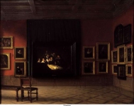 Heijligers, Antoon Francois - Интерьер зала Рембрандта в галерее Маурицхёйс (Mauritshuis) в 1884 году, 1884, 47 cm x 59 cm, Дерево, масло