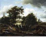 Hobbema, Meindert - Воображаемый вид города Девентера, ок. 1662-63, 55 cm x 69,5 cm, Дерево, масло