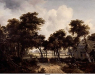 Hobbema, Meindert - Фахверковые дома под деревьями, ок. 1665, 53 cm x 71 cm, Дерево, масло