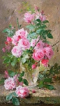 Натюрморт с розами в стеклянной вазе. Франс Мортельманс