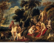 Jordaens, Jacob - Нимфы укорачивают бороду Пану, ок. 1640, 77,2 cm x 120,6 cm, Холст, масло