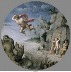 Keynooghe, Jan - Персей и Андромеда, 1561, диаметр 22,4 cm, Дерево, масло