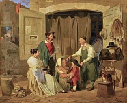 Roman peasants buying a hat for their little son, who is to be an abbate