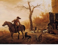 Laer, Pieter van - Пейзаж с охотниками, ок. 1640, 30,6 cm x 43,3 cm, Дерево, масло